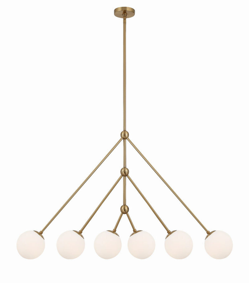 Crystorama OMN-3006-AG Six Light Chandelier, Aged Brass