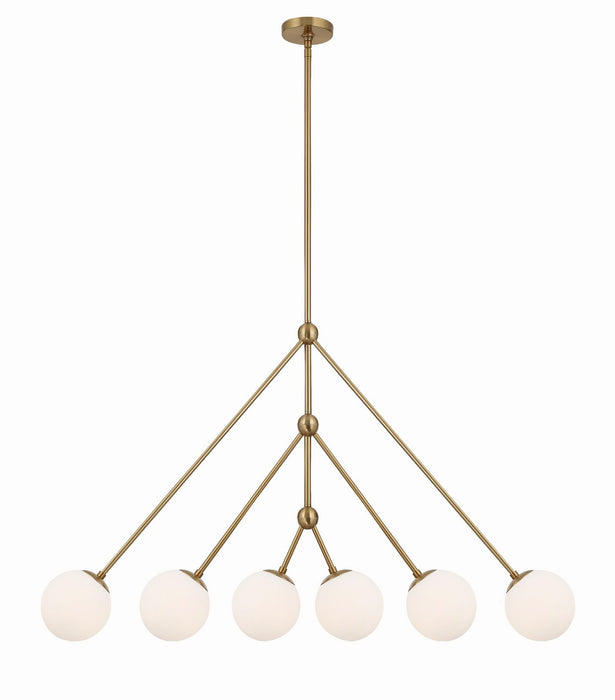 Crystorama OMN-3006-AG Six Light Chandelier, Aged Brass