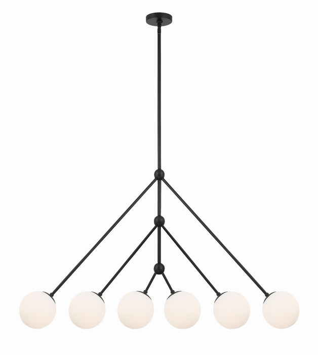 Crystorama OMN-3006-MK Six Light Chandelier, Matte Black