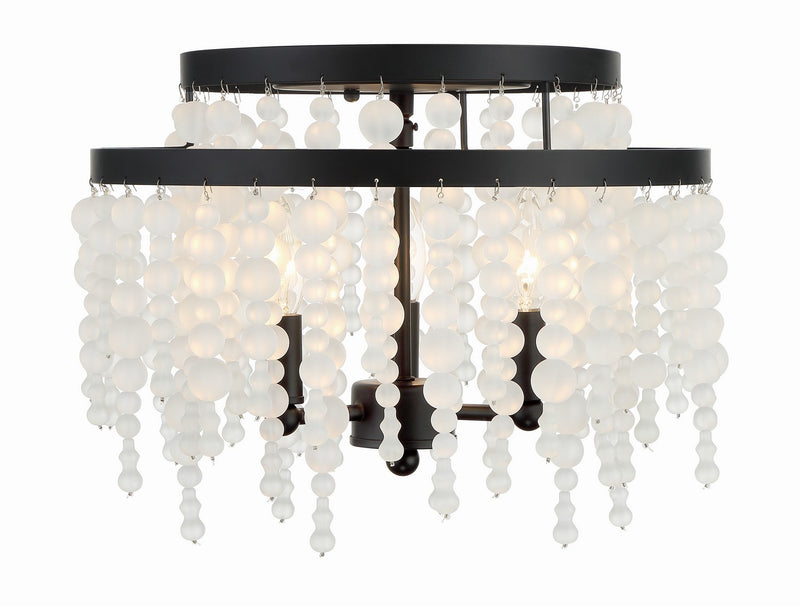 Crystorama POP-A5073-MK-FR Three Light Semi Flush Mount, Matte Black