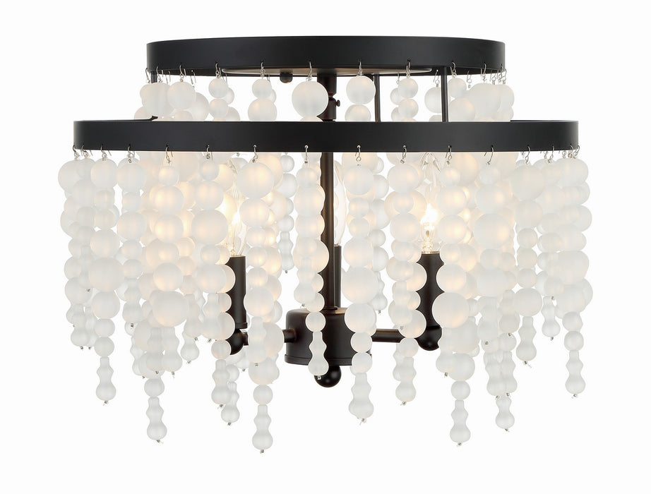 Crystorama POP-A5073-MK-FR Three Light Semi Flush Mount, Matte Black