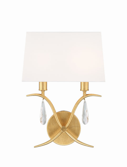 Crystorama ROL-18802-GA Two Light Wall Sconce, Antique Gold