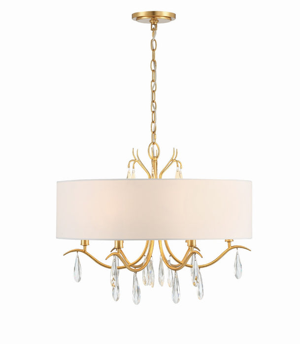 Crystorama ROL-18806-GA Six Light Chandelier, Antique Gold