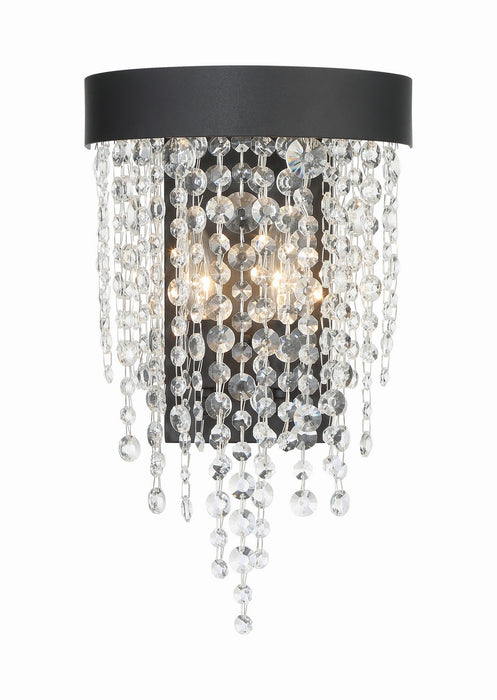 Crystorama WIN-612-BF-CL-MWP Two Light Wall Sconce, Black Forged