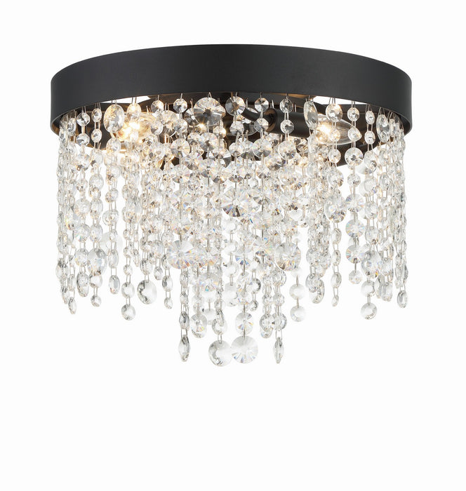 Crystorama WIN-613-BF-CL-MWP Four Light Flush Mount, Black Forged