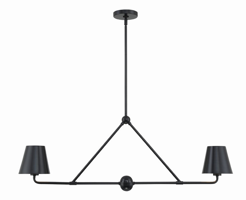 Crystorama XAV-B9302-MK Two Light Chandelier, Matte Black