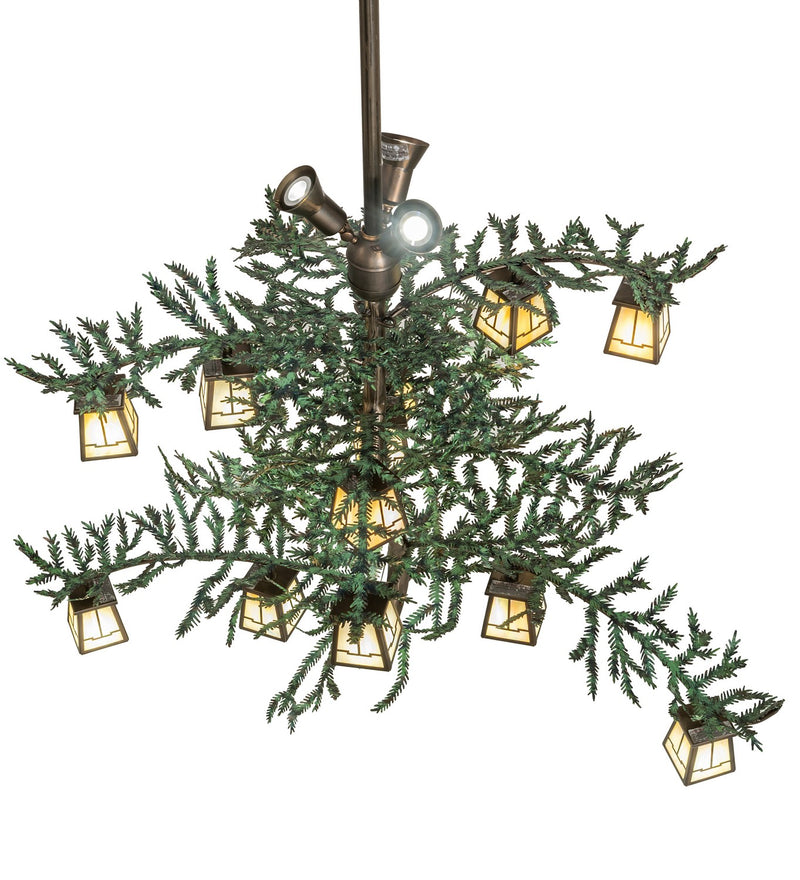 Meyda Tiffany 253317 15 Light Chandelier, Antique Copper With Green Needles
