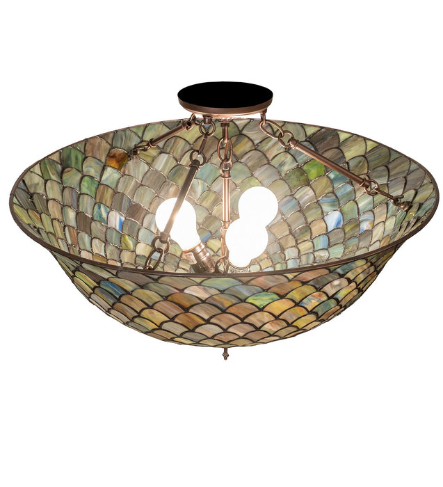 Meyda Tiffany 256191 Three Light Flush Mount, Mahogany Bronze