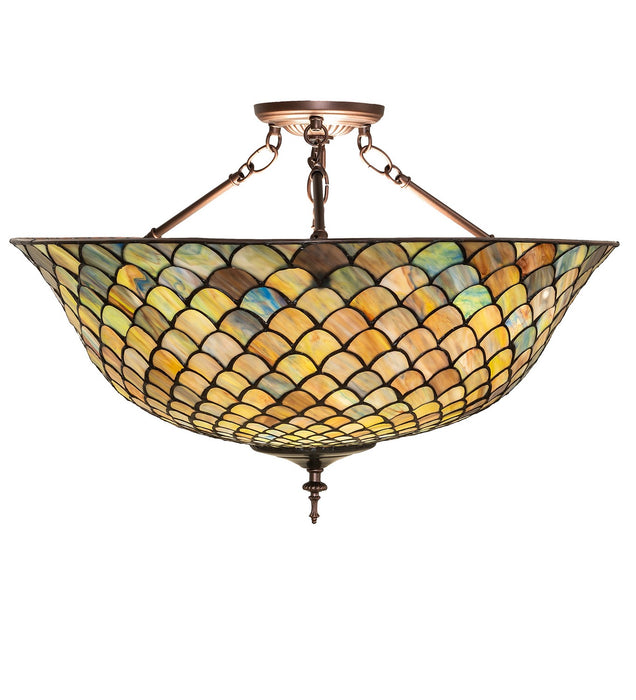 Meyda Tiffany 256191 Three Light Flush Mount, Mahogany Bronze