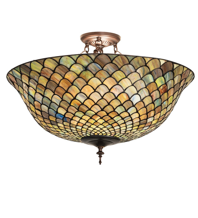 Meyda Tiffany 256191 Three Light Flush Mount, Mahogany Bronze