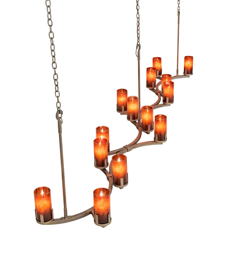 Meyda Tiffany 256730 14 Light Chandelier, Painted Antique Brass