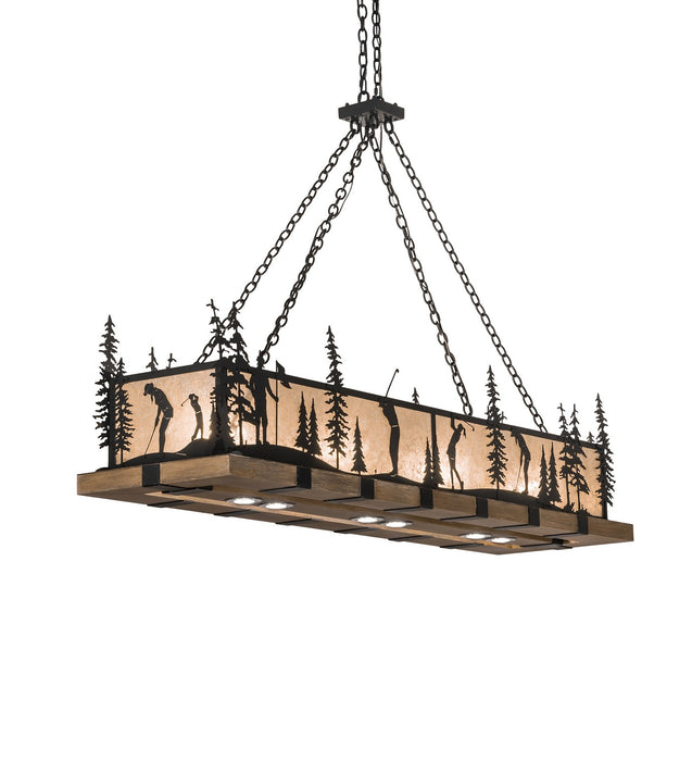 Meyda Tiffany 257673 LED Pendant, Blackwash & Faux Walnut Wood