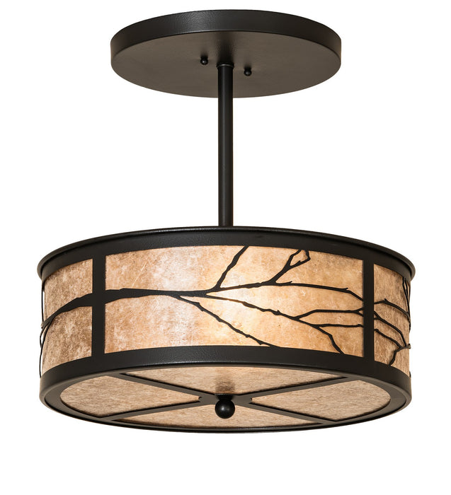 Meyda Tiffany 258280 Two Light Semi-Flushmount, Black Satin Wrought Iron