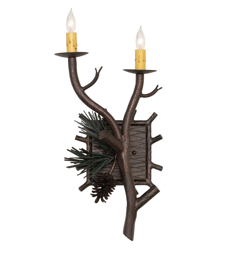 Meyda Tiffany 258286 Two Light Wall Sconce, Copper Rust & Olive Green