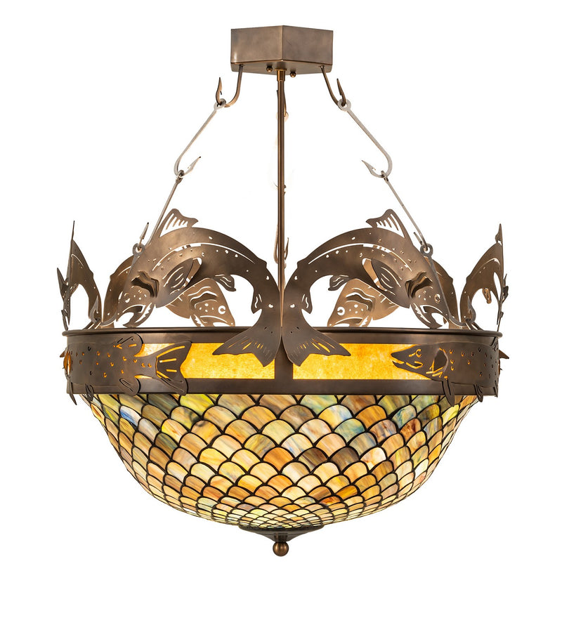 Meyda Tiffany 258344 Four Light Semi-Flushmount, Antique Copper