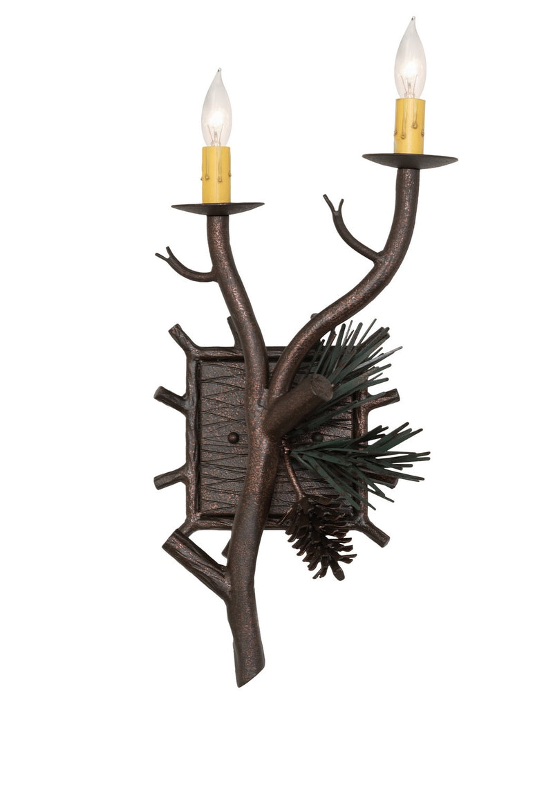 Meyda Tiffany 259429 Two Light Wall Sconce, Copper Rust & Olive Green