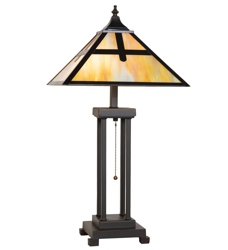 Meyda Tiffany 262041 Two Light Table Lamp, Mahogany Bronze