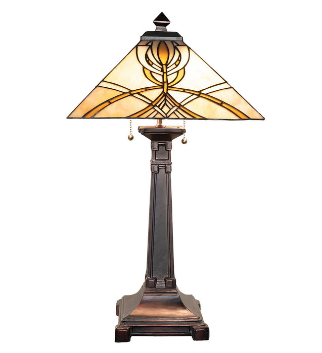 Meyda Tiffany 263183 Two Light Table Lamp, Mahogany Bronze