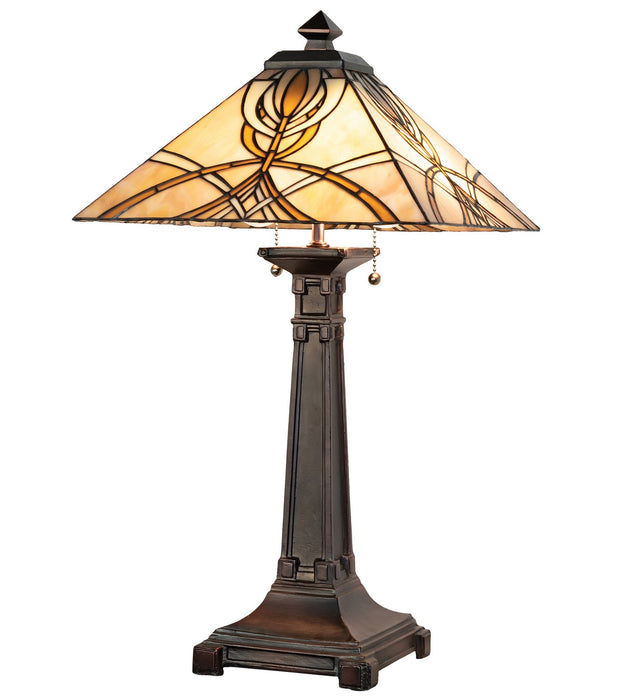 Meyda Tiffany 263183 Two Light Table Lamp, Mahogany Bronze