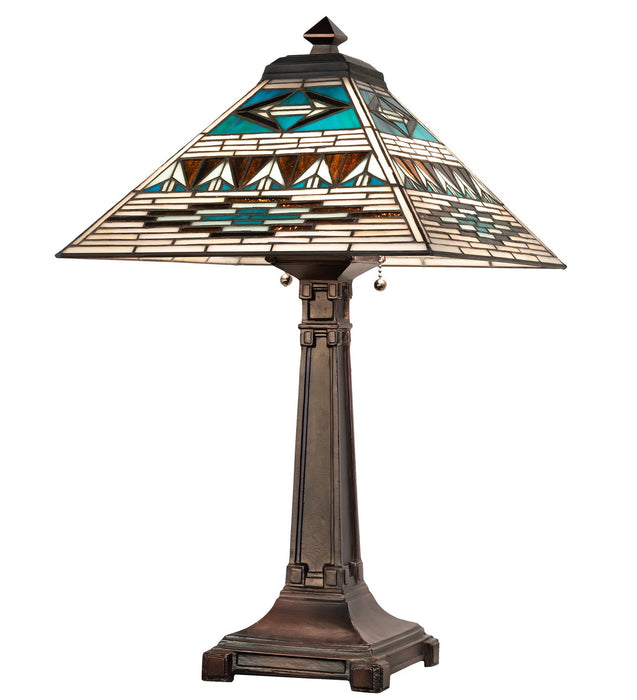 Meyda Tiffany 263186 Two Light Table Lamp, Mahogany Bronze