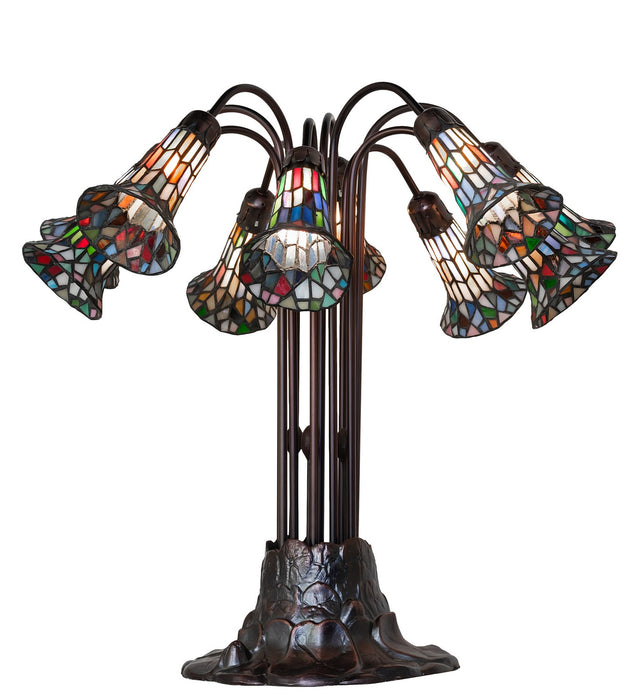 Meyda Tiffany 78108 Ten Light Table Lamp, Mahogany Bronze