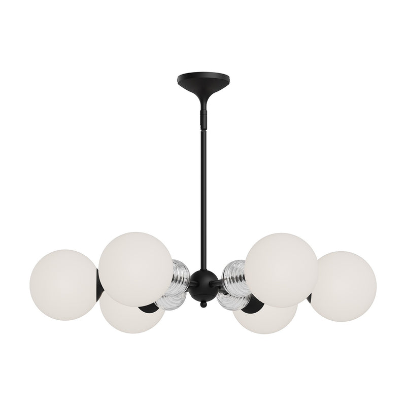 Alora CH415330MBOP Six Light Chandelier, Matte Black/Opal Glass