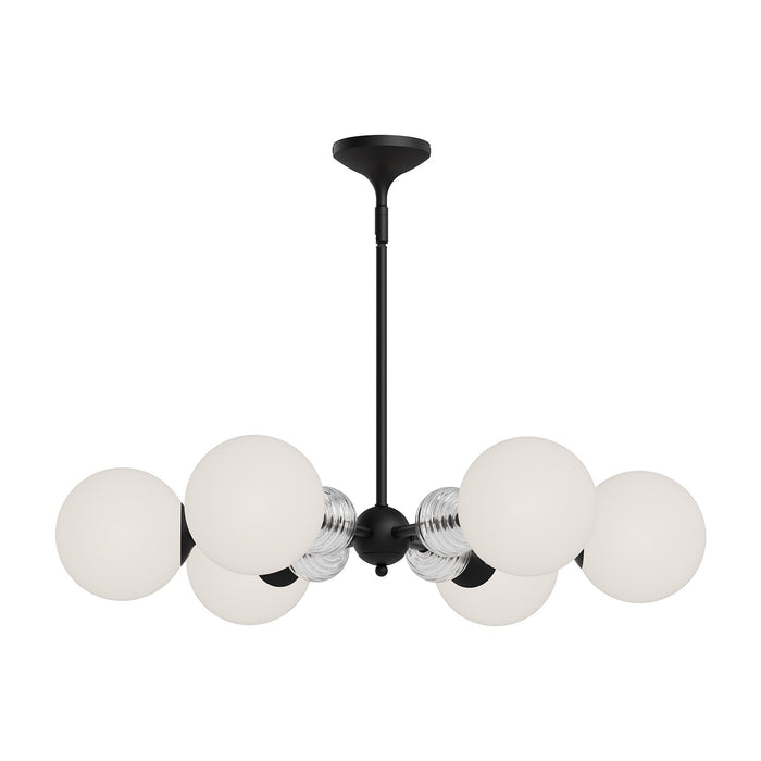Alora CH415330MBOP Six Light Chandelier, Matte Black/Opal Glass
