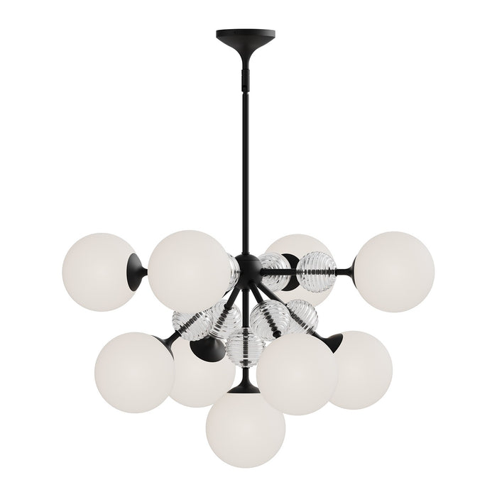 Alora CH415331MBOP Nine Light Chandelier, Matte Black/Opal Glass