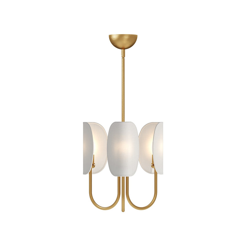 Alora CH450715AGCW Three Light Chandelier, Aged Gold/White Cotton Fabric
