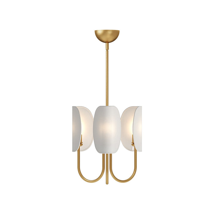 Alora CH450715AGCW Three Light Chandelier, Aged Gold/White Cotton Fabric