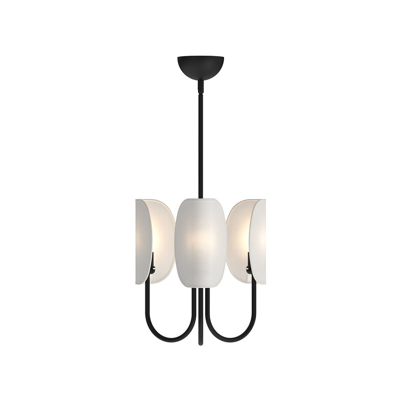 Alora CH450715MBCW Three Light Chandelier, Matte Black/White Cotton Fabric