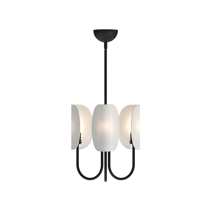 Alora CH450715MBCW Three Light Chandelier, Matte Black/White Cotton Fabric