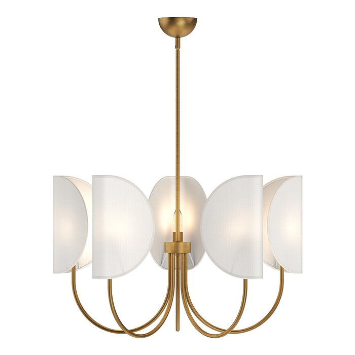 Alora CH450732AGCW Five Light Chandelier, Aged Gold/White Cotton Fabric