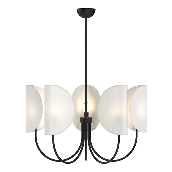 Alora CH450732MBCW Five Light Chandelier, Matte Black/White Cotton Fabric