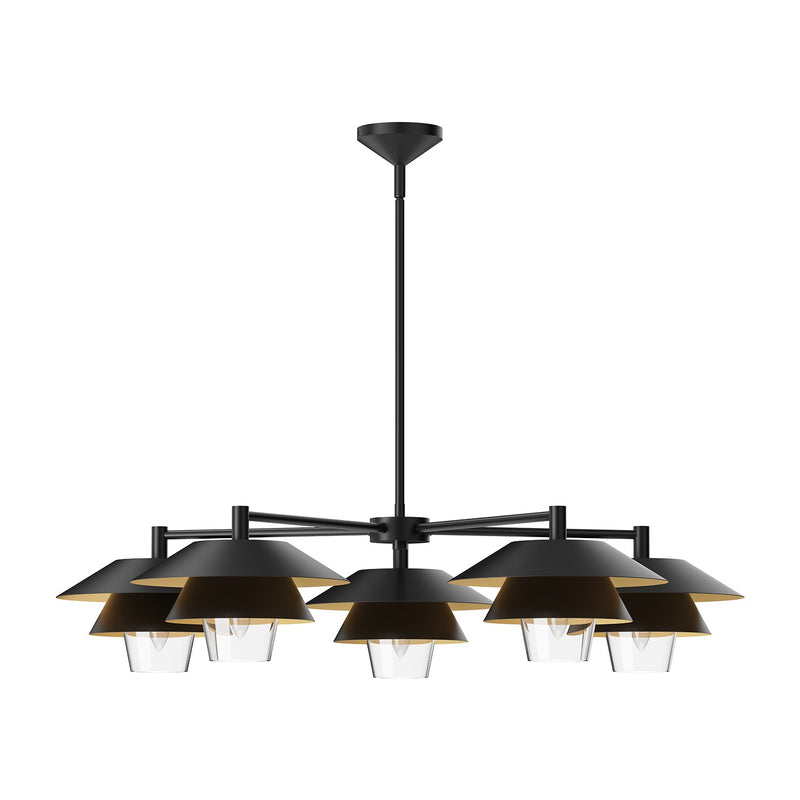 Alora CH475138MBCL Five Light Chandelier, Matte Black/Clear Glass