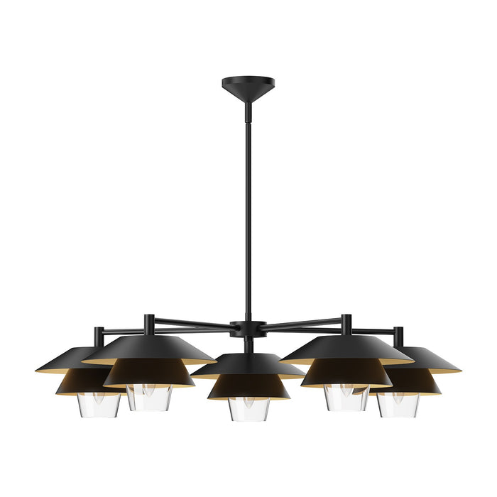 Alora CH475138MBCL Five Light Chandelier, Matte Black/Clear Glass