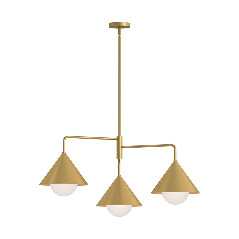 Alora CH485245BGOP Three Light Chandelier, Brushed Gold/Opal Glass