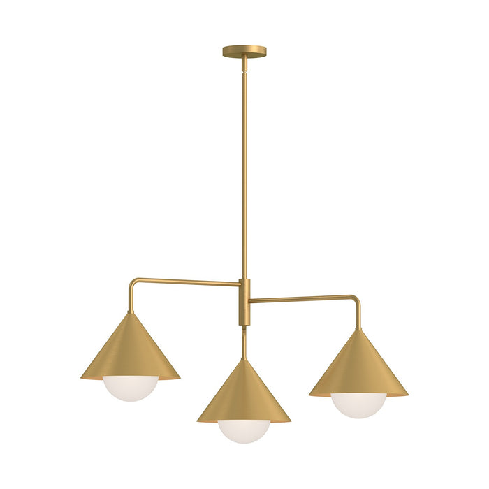 Alora CH485245BGOP Three Light Chandelier, Brushed Gold/Opal Glass