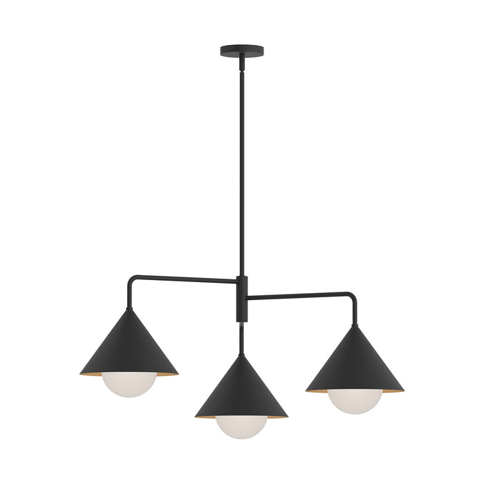 Alora CH485245MBOP Three Light Chandelier, Matte Black/Opal Glass