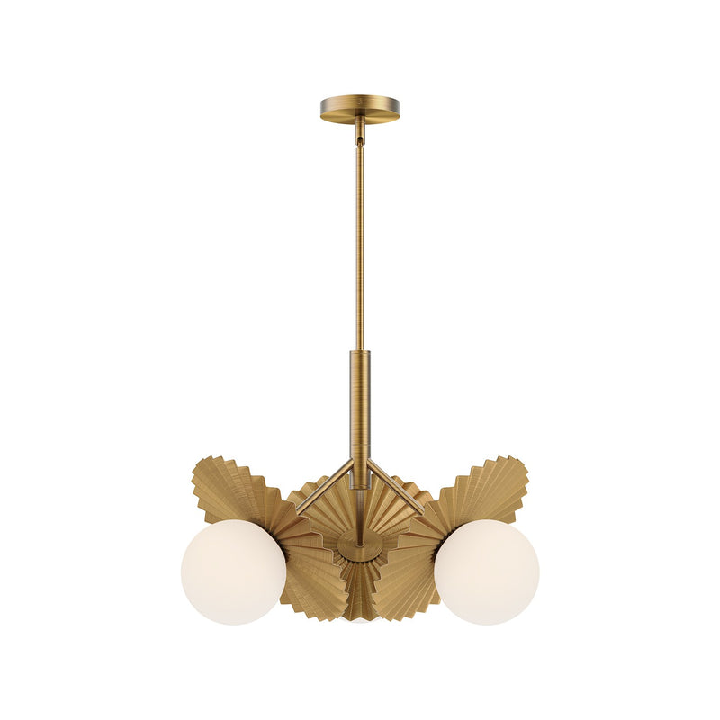 Alora CH501322BGOP Three Light Chandelier, Brushed Gold/Opal Glass