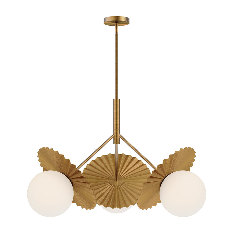 Alora CH501334BGOP Three Light Chandelier, Brushed Gold/Opal Glass