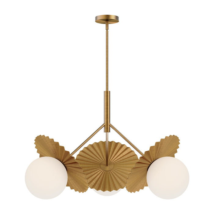 Alora CH501334BGOP Three Light Chandelier, Brushed Gold/Opal Glass