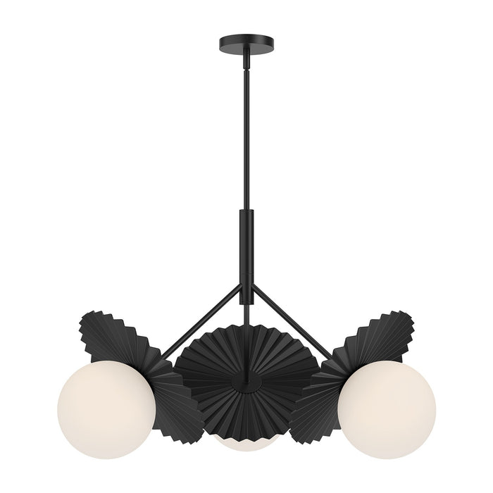 Alora CH501334MBOP Three Light Chandelier, Matte Black/Opal Glass