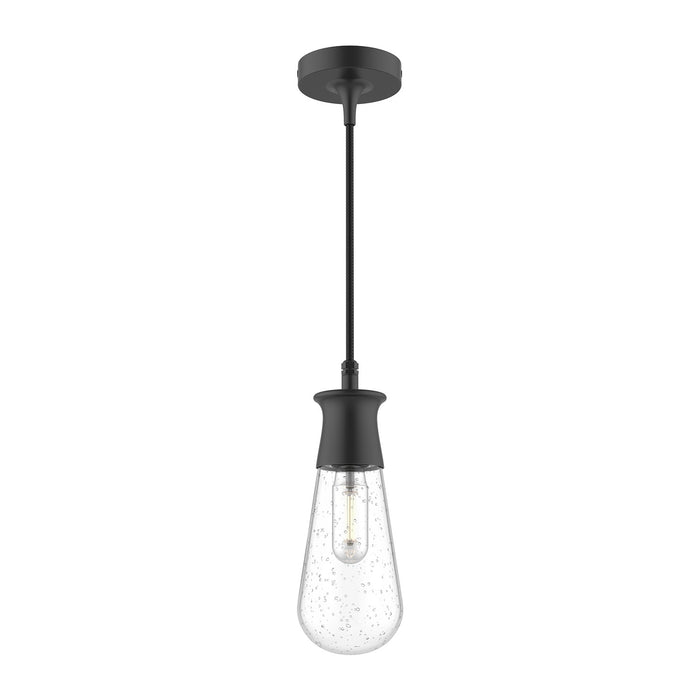 Alora EP464001BKCB One Light Outdoor Pendant, Clear Bubble Glass/Textured Black
