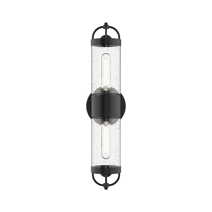 Alora EW461102BKCB Two Light Outdoor Wall Lantern, Clear Bubble Glass/Textured Black