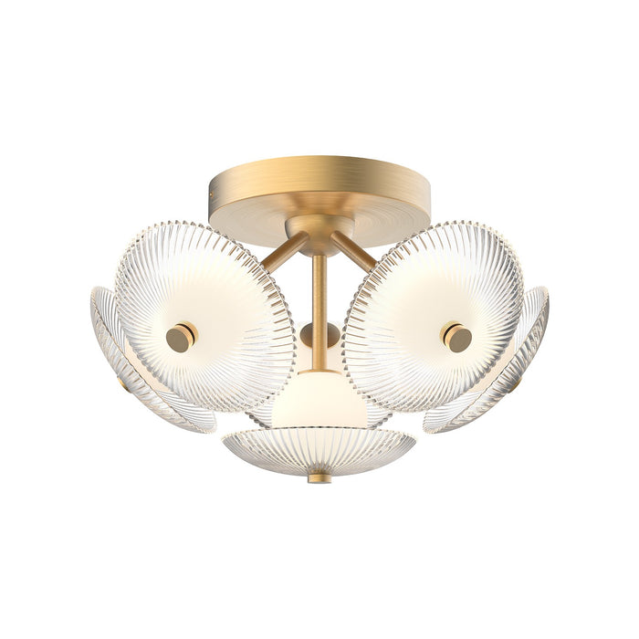 Alora FM417606BGCR LED Flush Mount, Brushed Gold/Clear Ribbed Glass
