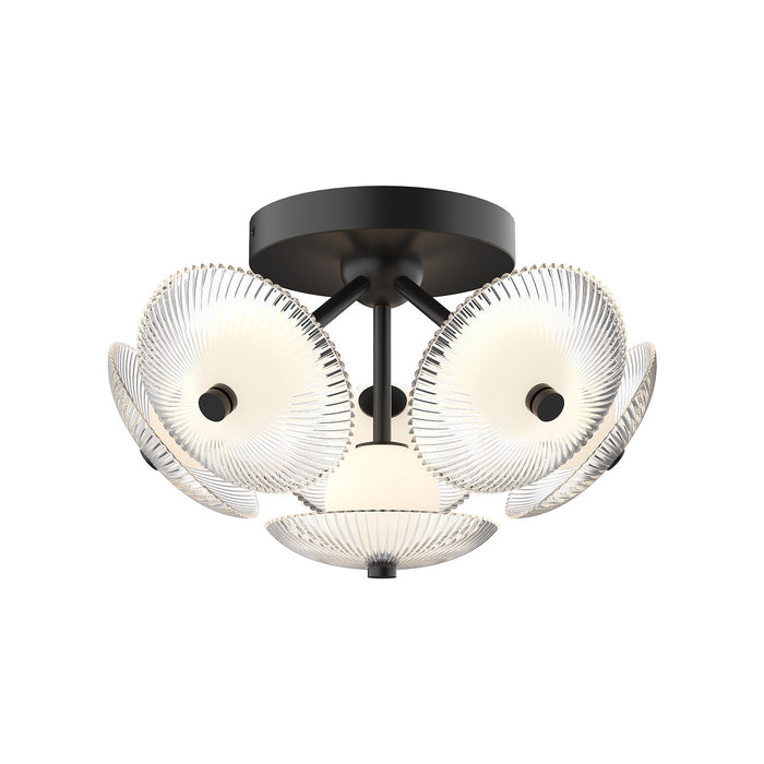 Alora FM417606MBCR LED Flush Mount, Matte Black/Clear Ribbed Glass