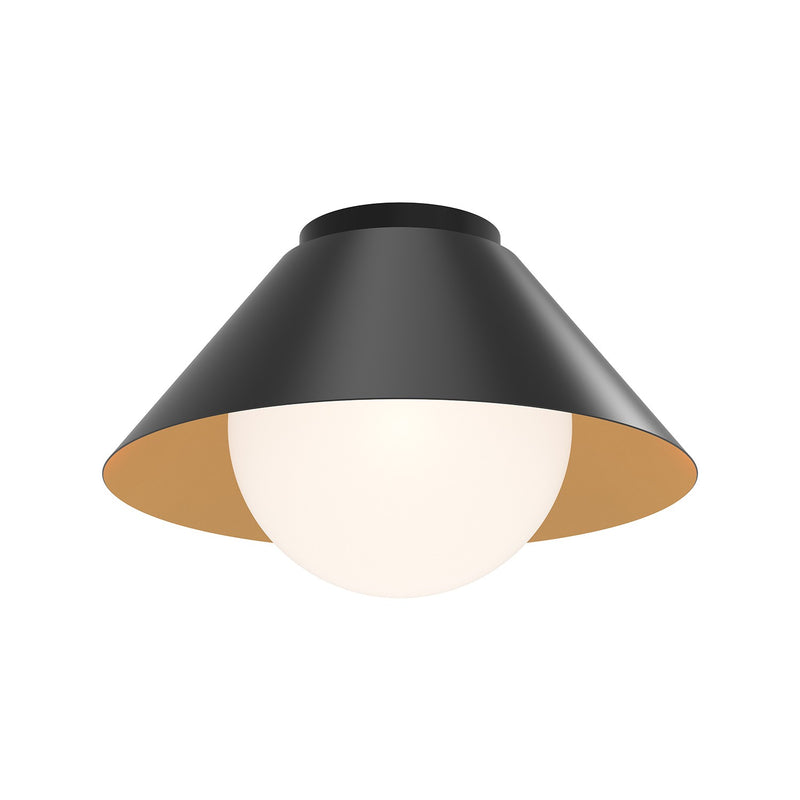 Alora FM485214MBOP One Light Flush Mount, Matte Black/Opal Glass