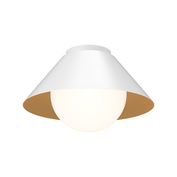 Alora FM485214WHOP One Light Flush Mount, White/Opal Glass