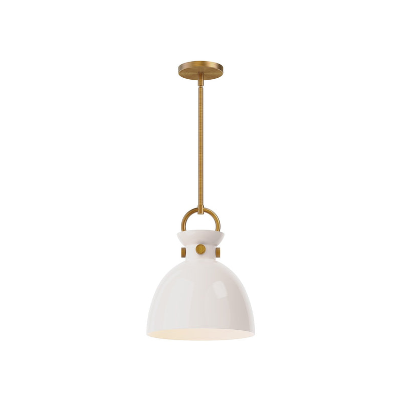 Alora PD411811AGGO One Light Pendant, Aged Gold/Glossy Opal Glass
